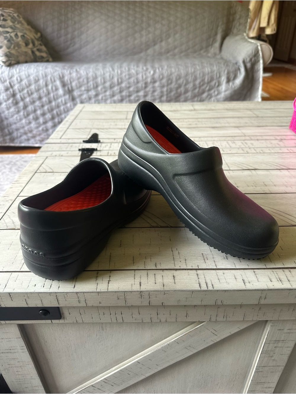 CROCS Women's Black “On the Clock” work slip-ons.